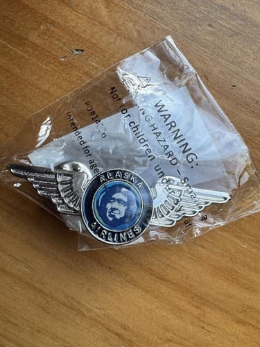 Alaska Airlines Pilot Airline Crew Wings Kids 2" Lapel Hat Tie Pin Silver New