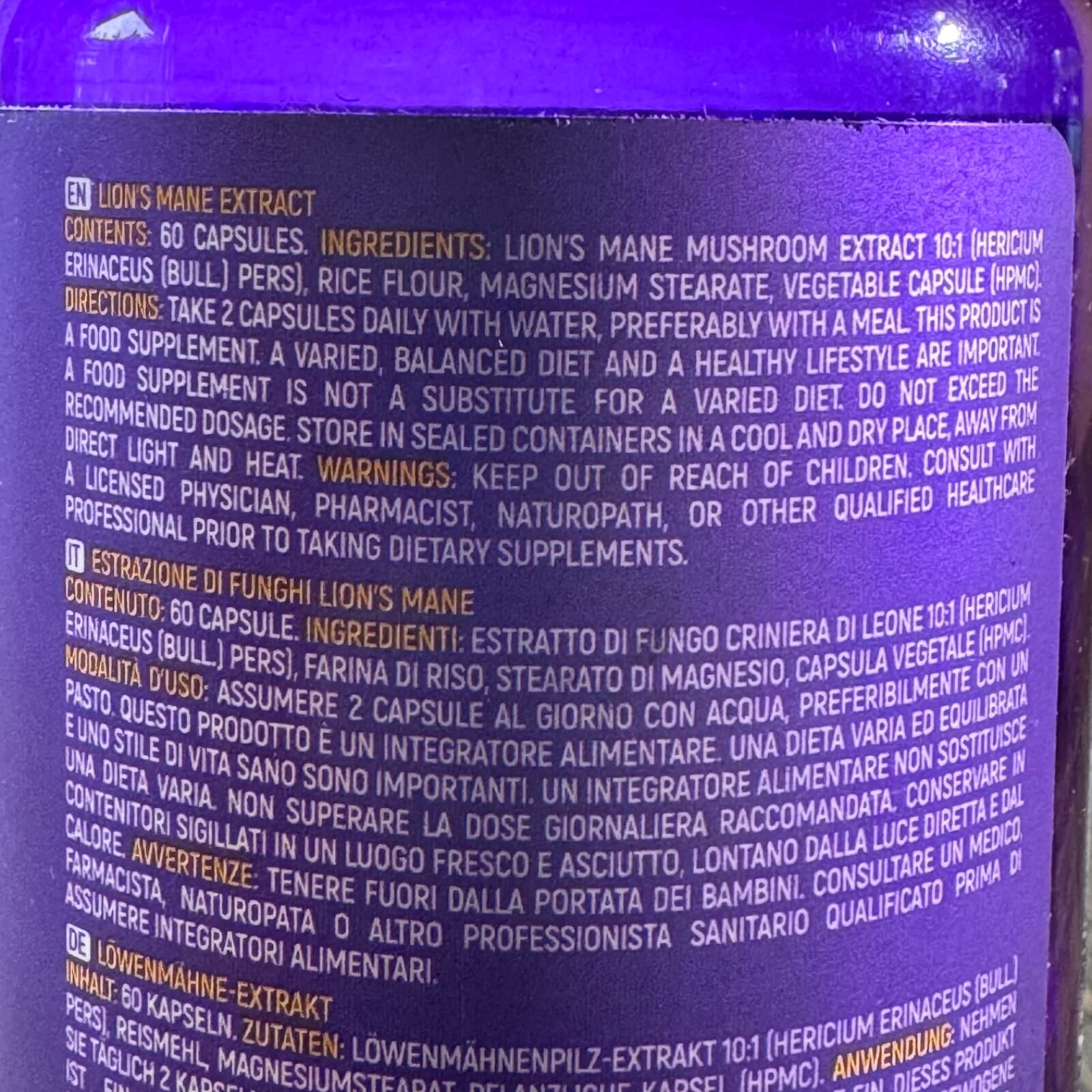 Suplint Lion’s Mane Extract Dietary 60 veggie capsules EXPIRES 10/2026 - Thumbnail 4