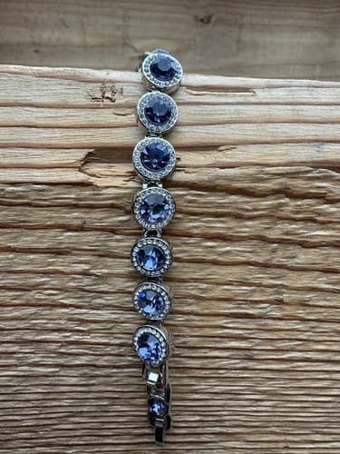 Purple And White Rhinestone Crystal Tennis Bracelet Silver Jewelry