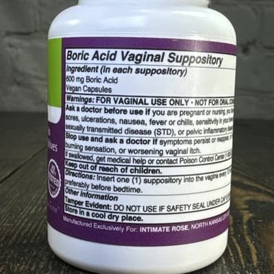 Boric Acid Suppositories - 14 Count (600mg) - By Intimate Rose - Thumbnail 3