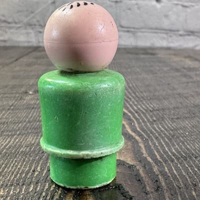 Vintage Fisher Price Little People Dad Father Man Green Body Plastic Stamp Hair - Thumbnail 3