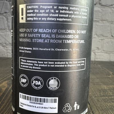 B Life Natural Testosterone Booster for Men Endurance Strength Libido 240 Caps - Thumbnail 5