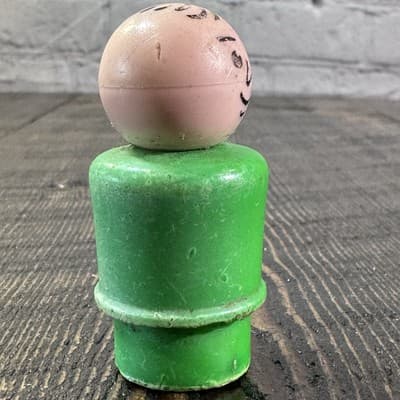Vintage Fisher Price Little People Dad Father Man Green Body Plastic Stamp Hair - Thumbnail 4