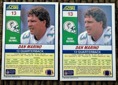 Lot of 13 Dan Marino Miami Dolphins Football Cards Topps ProSet Score 1984-1991 - Thumbnail 9
