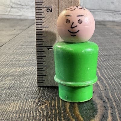 Vintage Fisher Price Little People Dad Father Man Green Body Plastic Stamp Hair - Thumbnail 8