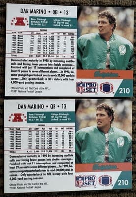 Lot of 13 Dan Marino Miami Dolphins Football Cards Topps ProSet Score 1984-1991 - Thumbnail 11