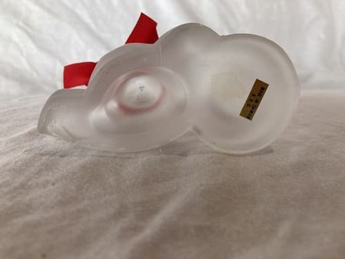 Vintage Frosted Glass Teddy Bear Drum Taper/Dinner Candle Holders Christmas 3”H - Thumbnail 4