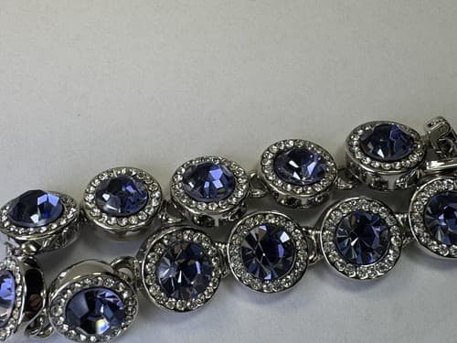 Purple And White Rhinestone Crystal Tennis Bracelet Silver Jewelry - Thumbnail 10