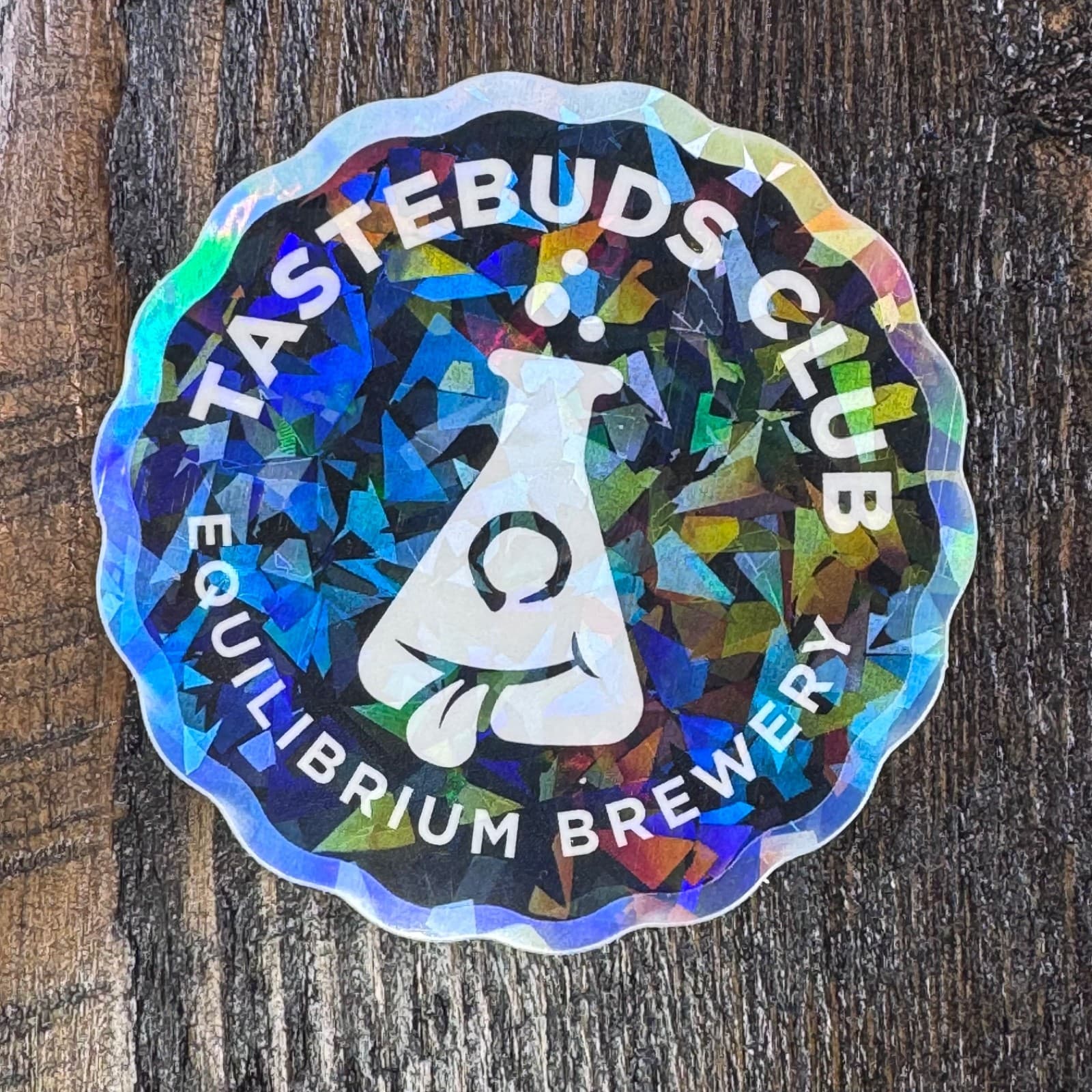 Equilibrium Brewery - Tastebuds Club - Holigraphic Labratory Flask Beer Sticker