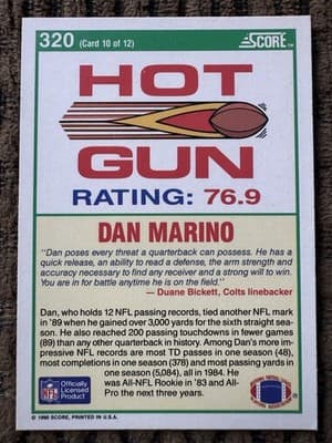 Lot of 13 Dan Marino Miami Dolphins Football Cards Topps ProSet Score 1984-1991 - Thumbnail 15
