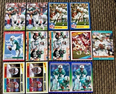 Lot of 13 Dan Marino Miami Dolphins Football Cards Topps ProSet Score 1984-1991