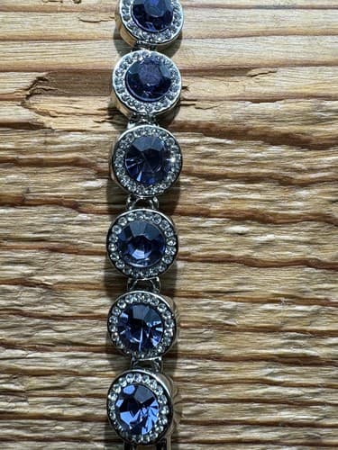 Purple And White Rhinestone Crystal Tennis Bracelet Silver Jewelry - Thumbnail 3
