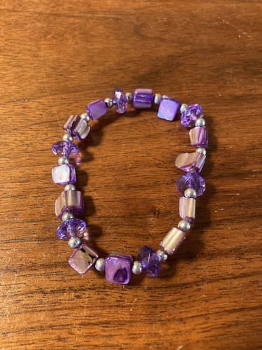 Set Of 4 Purple Beads Amethyst Fashion Jewelry Bracelet Earrings Handmade stone - Thumbnail 6