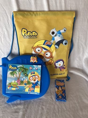 New Korean Air Pororo: The Little Penguin Travel Bag w/ Coloring Book & Pencils - Thumbnail 3
