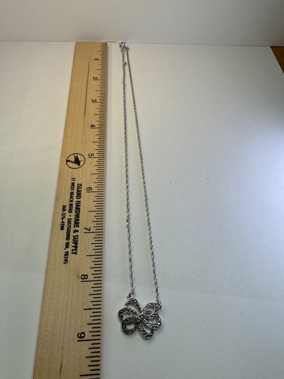 Vintage AVON Chain Necklace Bow Pendent Silver Tone 18” Jewelry - Thumbnail 8