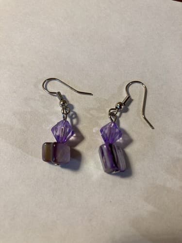 Set Of 4 Purple Beads Amethyst Fashion Jewelry Bracelet Earrings Handmade stone - Thumbnail 8