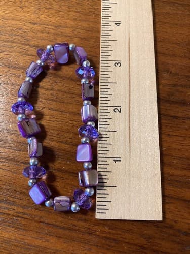 Set Of 4 Purple Beads Amethyst Fashion Jewelry Bracelet Earrings Handmade stone - Thumbnail 5