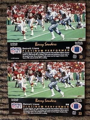 Barry Sanders 8 Football Cards Lot Detroit Lions Rookie Pro Set Topps Score - Thumbnail 5