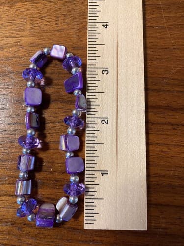Set Of 4 Purple Beads Amethyst Fashion Jewelry Bracelet Earrings Handmade stone - Thumbnail 7