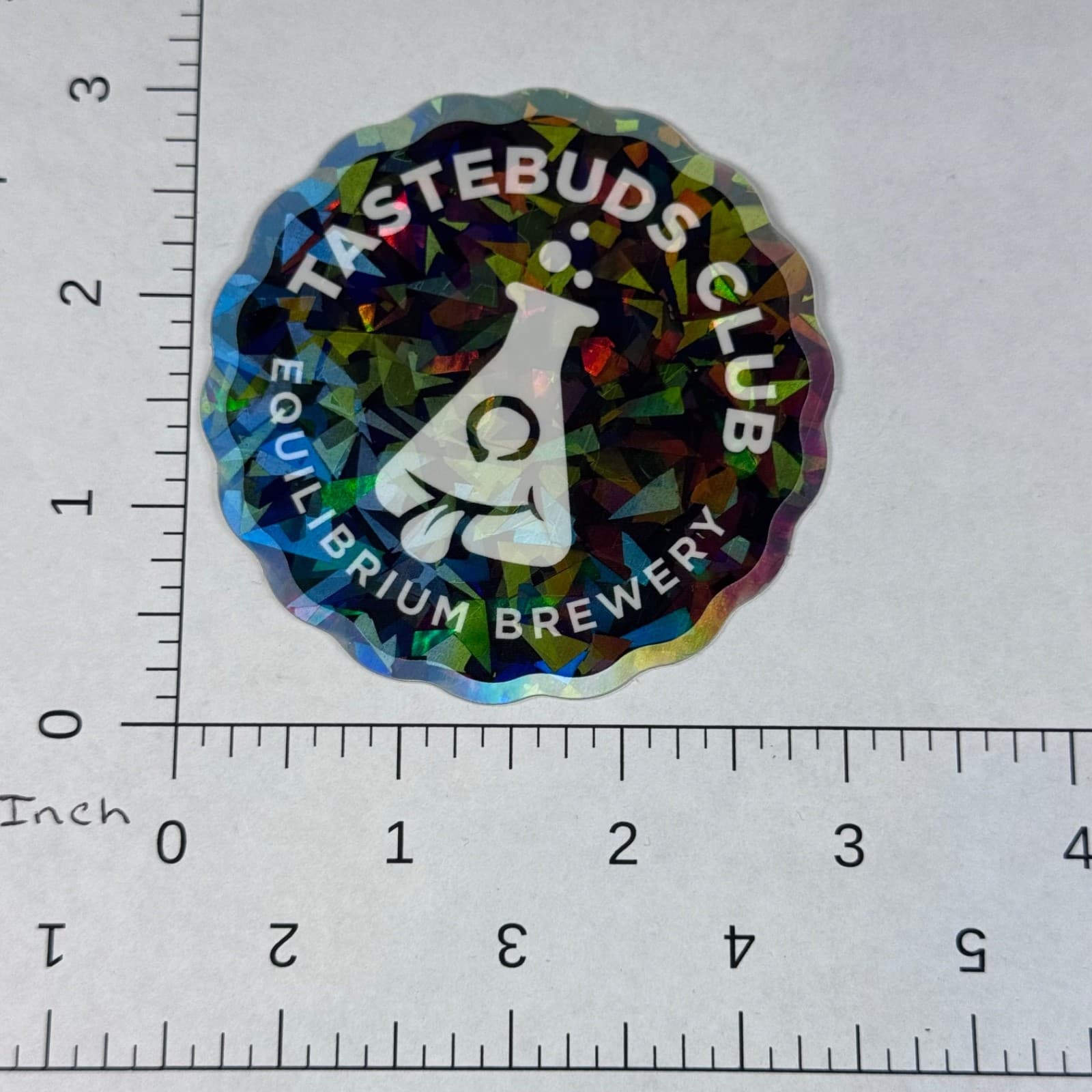 Equilibrium Brewery - Tastebuds Club - Holigraphic Labratory Flask Beer Sticker - Thumbnail 2
