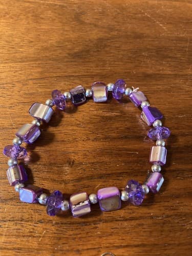 Set Of 4 Purple Beads Amethyst Fashion Jewelry Bracelet Earrings Handmade stone - Thumbnail 10