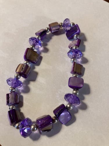 Set Of 4 Purple Beads Amethyst Fashion Jewelry Bracelet Earrings Handmade stone - Thumbnail 9
