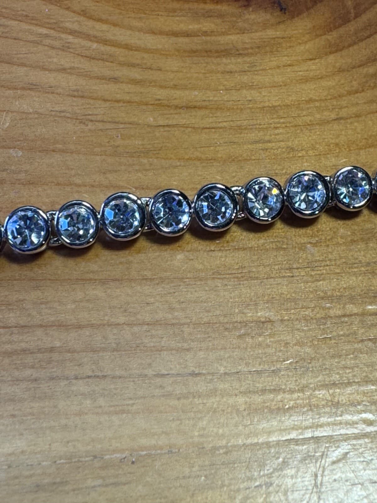Silver White Rhinestone Tennis Bracelet 7.5” Diamond Look Jewelry - Thumbnail 18