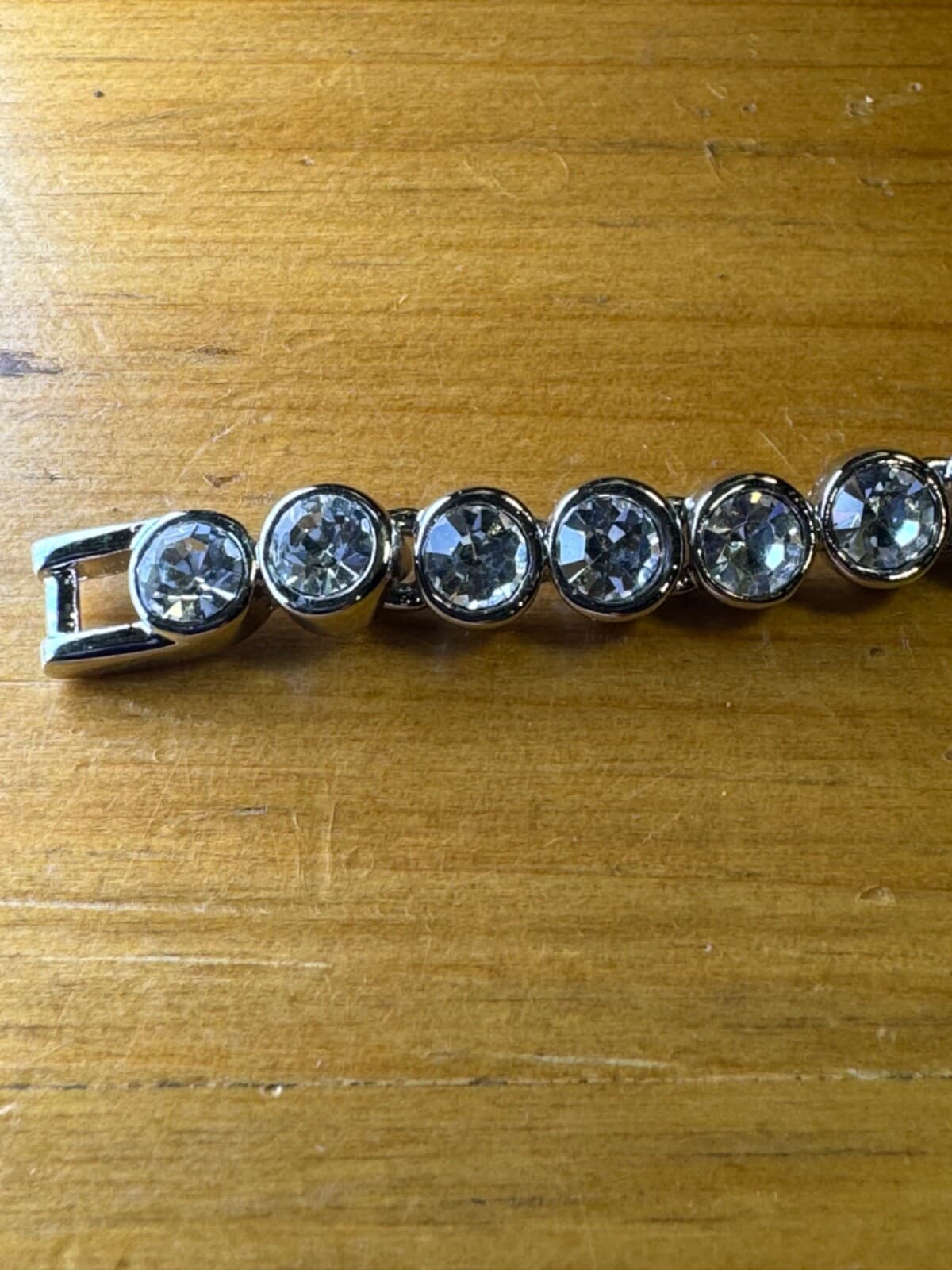 Silver White Rhinestone Tennis Bracelet 7.5” Diamond Look Jewelry - Thumbnail 14