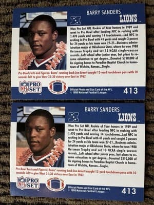 Barry Sanders 8 Football Cards Lot Detroit Lions Rookie Pro Set Topps Score - Thumbnail 3