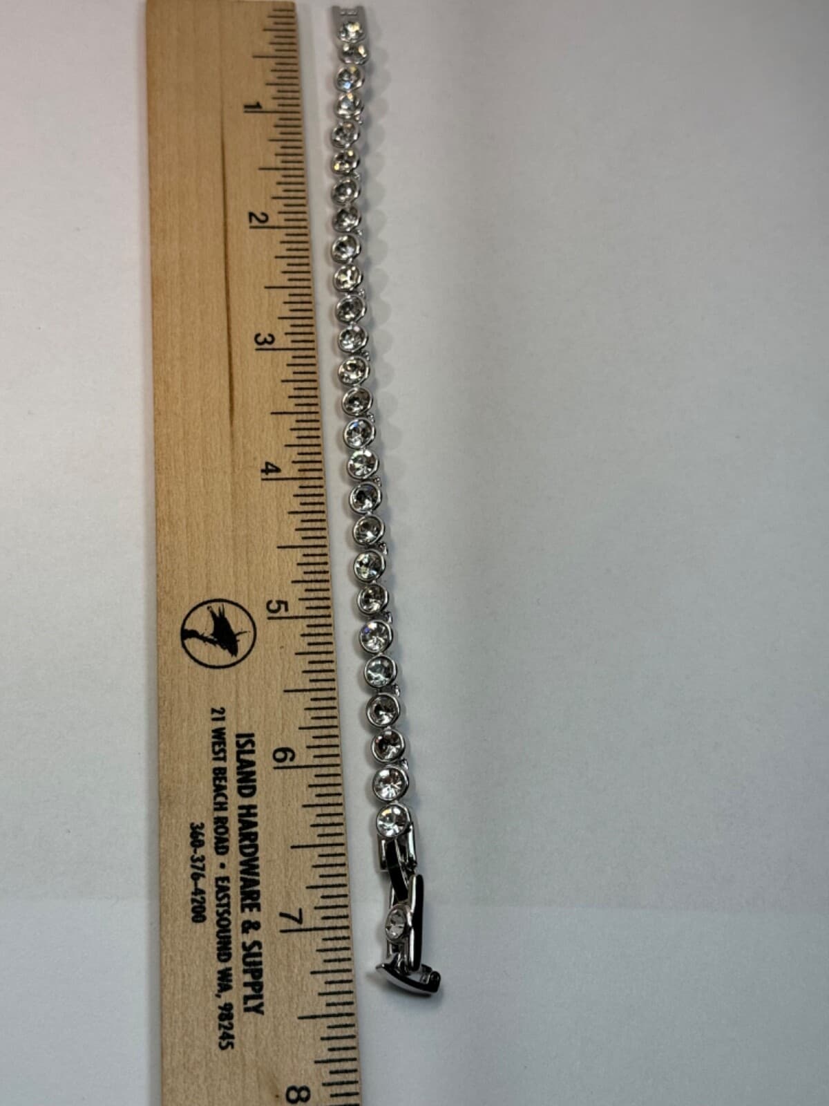 Silver White Rhinestone Tennis Bracelet 7.5” Diamond Look Jewelry - Thumbnail 7
