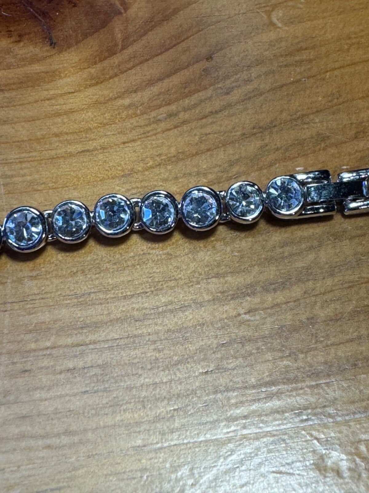 Silver White Rhinestone Tennis Bracelet 7.5” Diamond Look Jewelry - Thumbnail 17