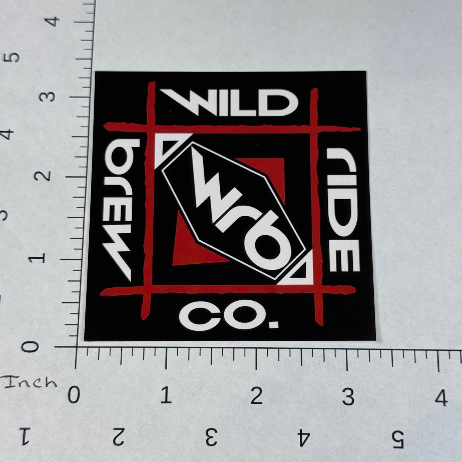 Wild Ride Brew Co - WRB Red and Black Square Beer Sticker Label - Thumbnail 2