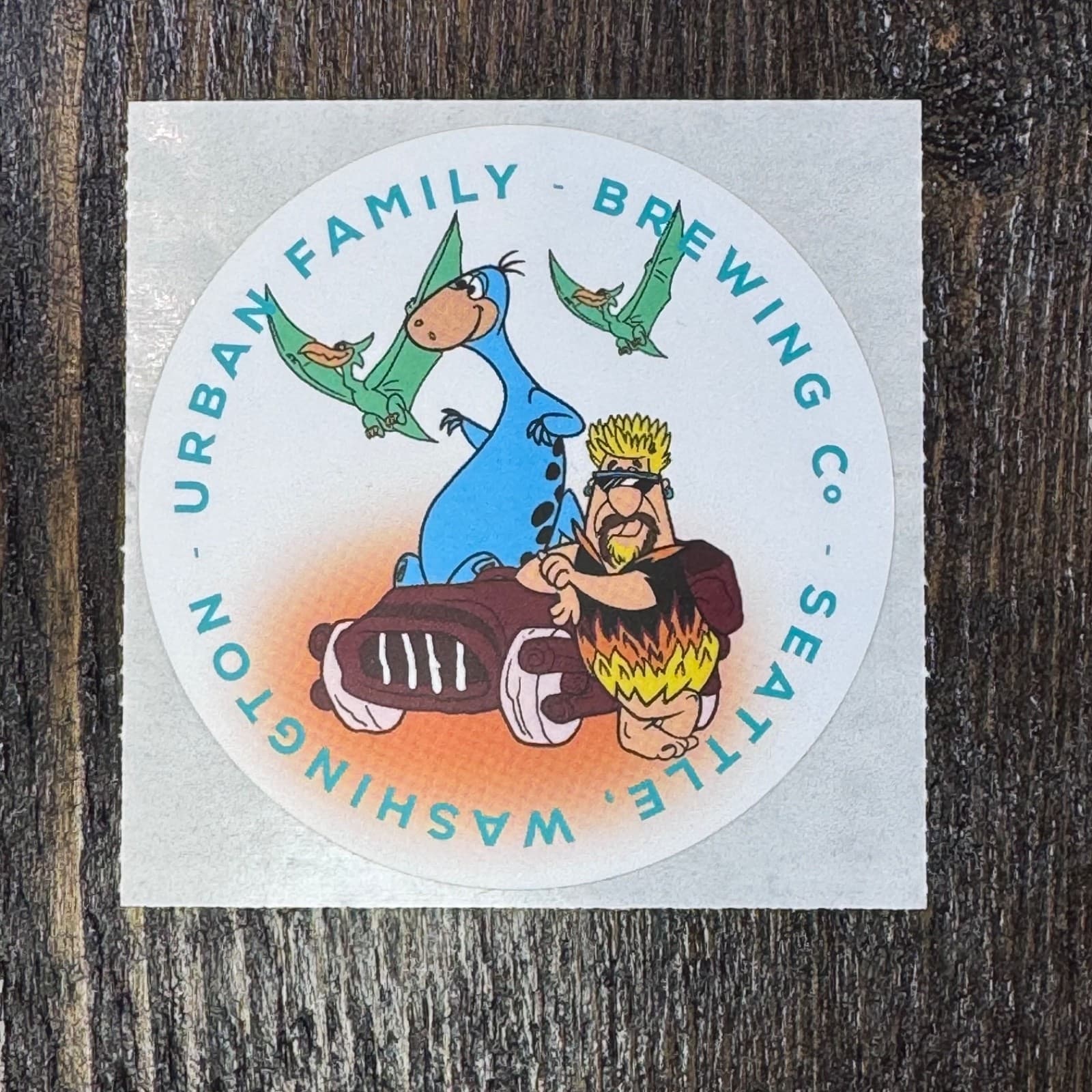 Urban Family Brewing - Flintstones - Cartoon - Beer Sticker - Label