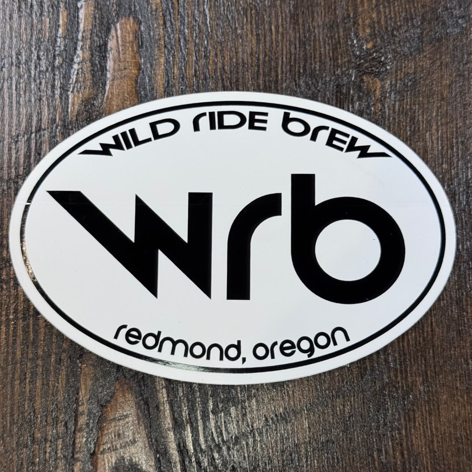 Wild Ride Brew - WRB Redmond, OR - White Oval Black Letters Beer Sticker
