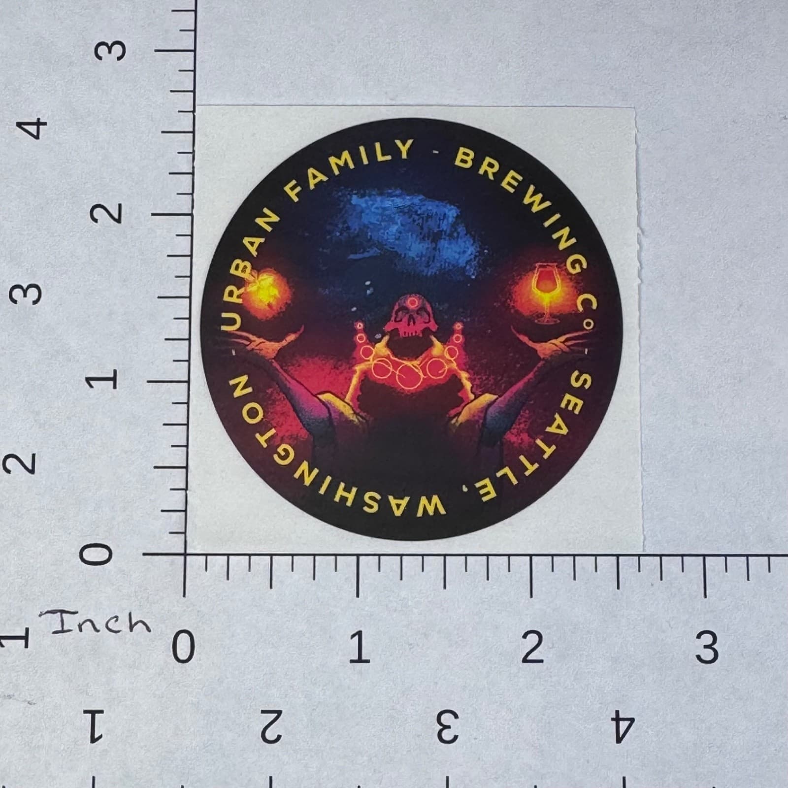 Urban Family Brewing Co - Skull Man - Skeletal Figure - Beer Sticker - Label - Thumbnail 2