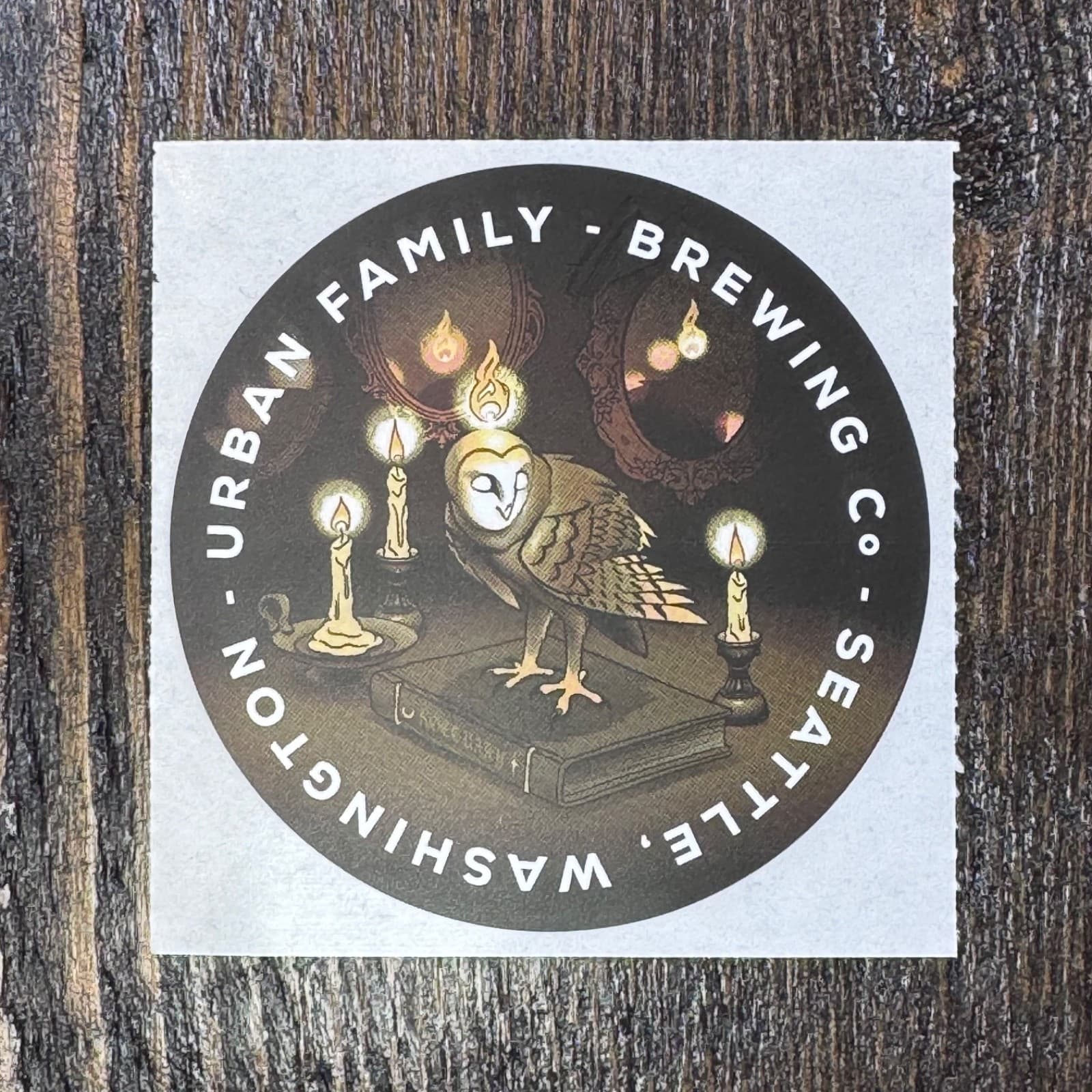 Urban Family Brewing - Owl Book Candles - Beer Sticker - Label