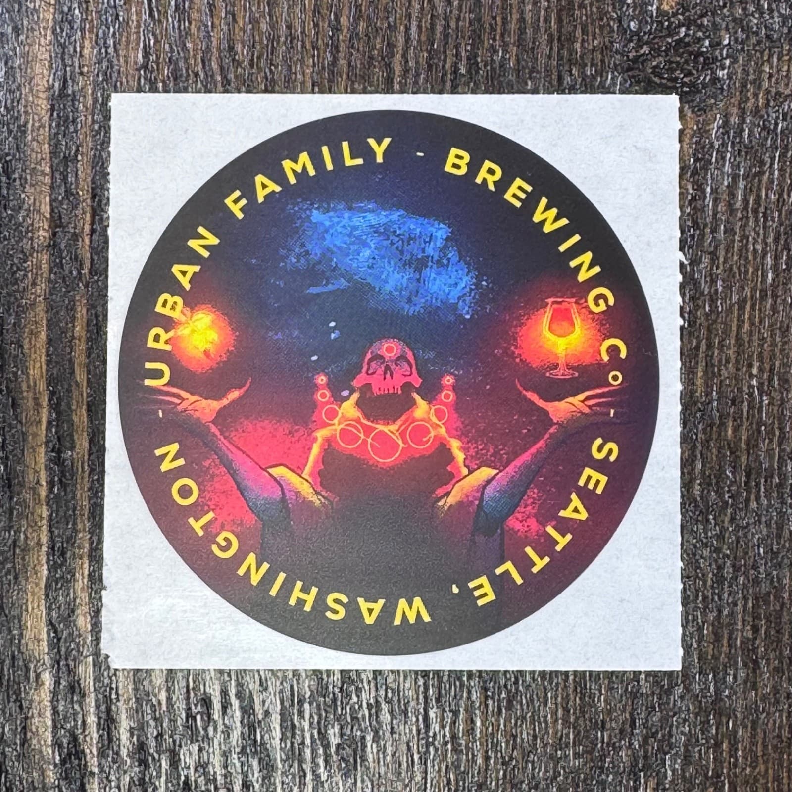 Urban Family Brewing Co - Skull Man - Skeletal Figure - Beer Sticker - Label