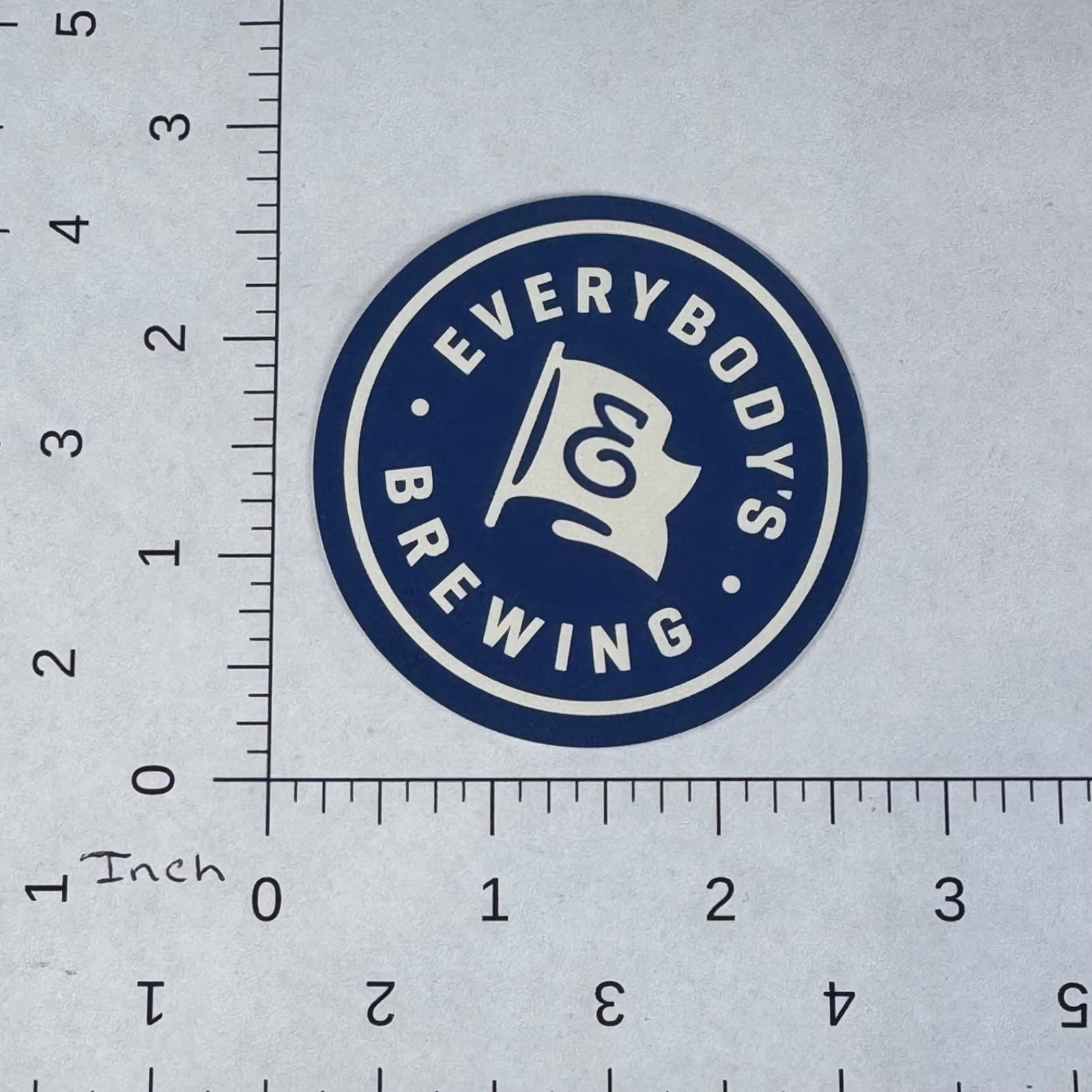 Everybody’s Brewing - Blue Flag with E - Beer Sticker Label - Thumbnail 2