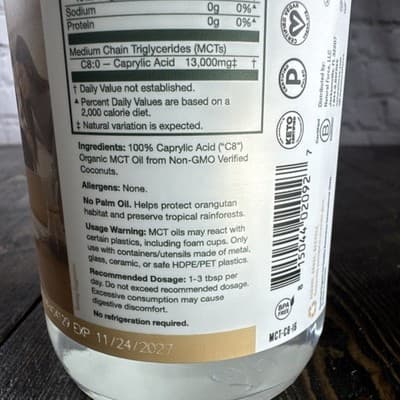 Natural Force Organic Pure C8 MCT Oil - Promotes Ketosis Energy Brain Fuel - Thumbnail 8