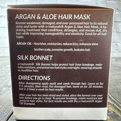 Art Naturals Hair Mask Kit Argan & Aloe Deep Conditioning Restore - Silk Bonnet - Thumbnail 5