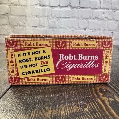 Vtg. Rob.t Robert Burns Cigarillos Cigar Cardboard Box 5 Cents - Thumbnail 2