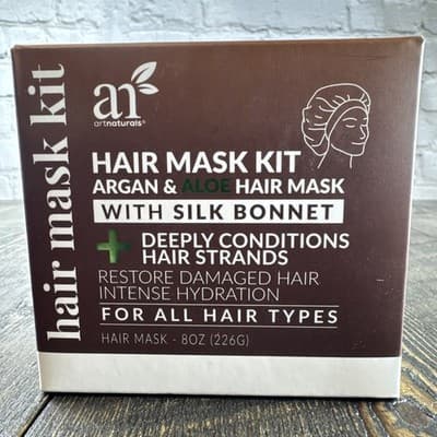 Art Naturals Hair Mask Kit Argan & Aloe Deep Conditioning Restore - Silk Bonnet - Thumbnail 2