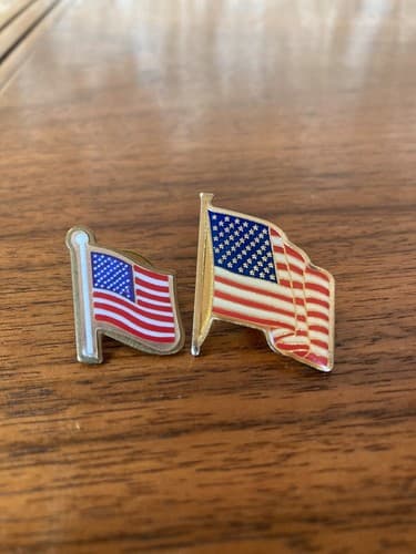 2 American Waving Flag Lapel Pins Hat Patriotic U.S. USA U.S.A. Military Gov
