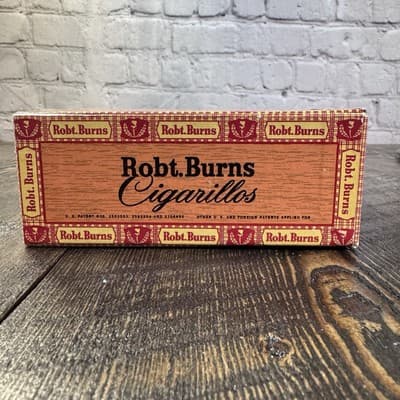 Vtg. Rob.t Robert Burns Cigarillos Cigar Cardboard Box 5 Cents - Thumbnail 4