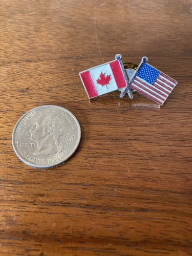 Canada - USA Flag Lapel hat Pin Button - Made in Canada Patriotic Flags - Thumbnail 3