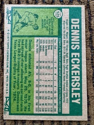 1977 Topps Baseball Lot Of 6 Cards Steve Carlton Dennis Eckersley Tony Perez Etc - Thumbnail 4