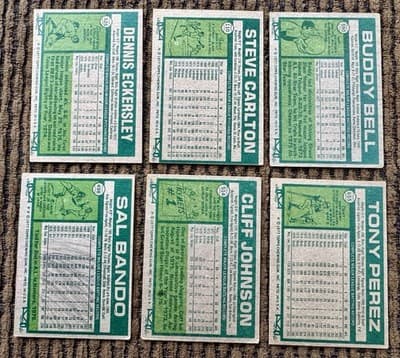 1977 Topps Baseball Lot Of 6 Cards Steve Carlton Dennis Eckersley Tony Perez Etc - Thumbnail 2