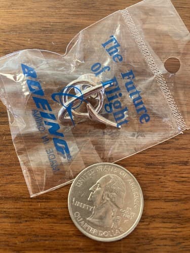 Vintage NASA The Future of Flight Boeing hat Lapel Pin Tie Tack silver tone - Thumbnail 3