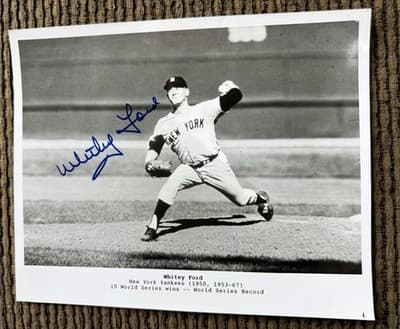 BOB FELLER - INDIANS, WHITEY FORD - YANKEES, SIGNED AUTOGRAPHS, 1980’s - Thumbnail 2