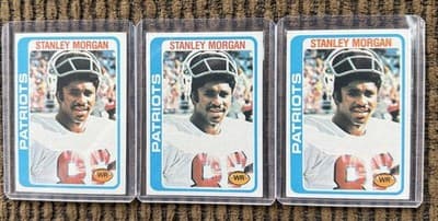 STANLEY MORGAN 1978-1990 New England Patriots 12 Card Lot, 3 1978 Rookie Cards - Thumbnail 3